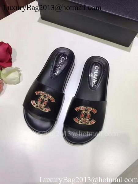 Chanel Slipper Leather CH2079 Black