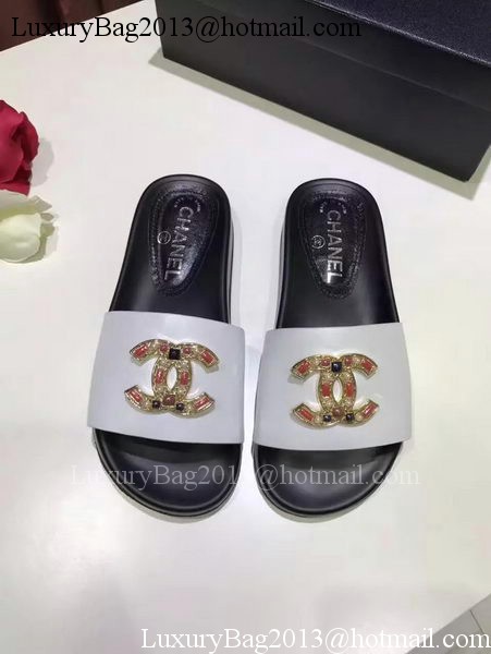 Chanel Slipper Leather CH2079 White