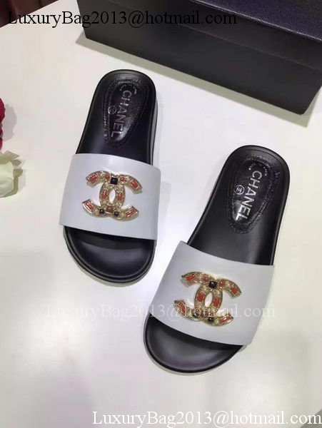 Chanel Slipper Leather CH2079 White