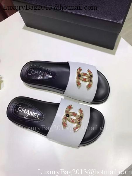 Chanel Slipper Leather CH2079 White