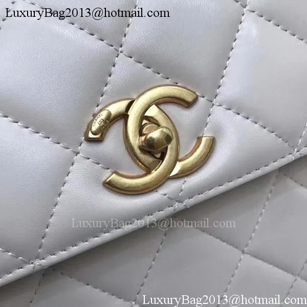 Chanel Classic Top Handle Bag Apricot Sheepskin Leather A92991 Gold