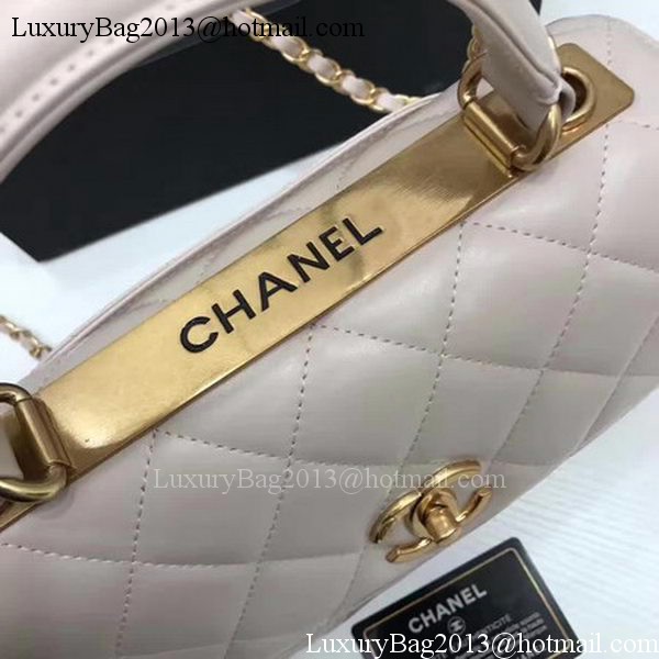 Chanel Classic Top Handle Bag Apricot Sheepskin Leather A92991 Gold