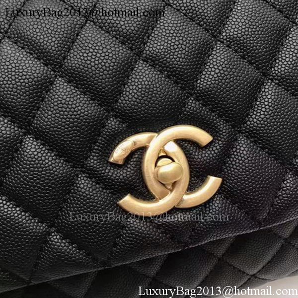 Chanel Classic Top Handle Bag Black Sheepskin Leather A92991 Silver