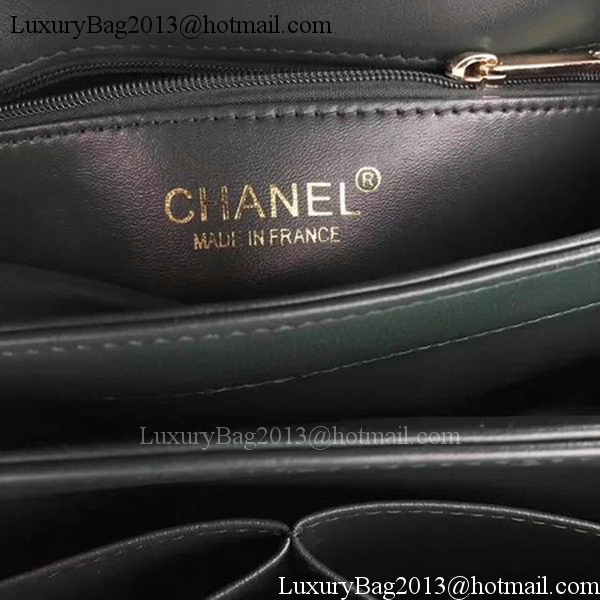 Chanel Classic Top Handle Bag Green Sheepskin Leather A92991 Gold