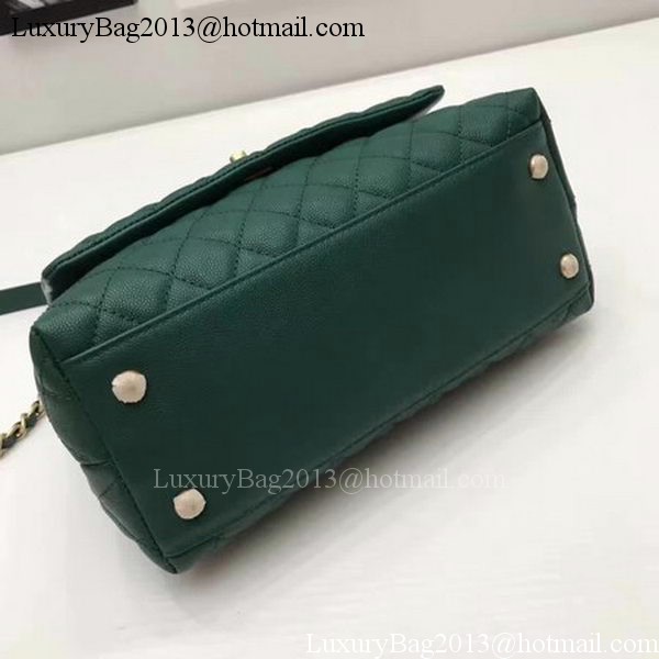 Chanel Classic Top Handle Bag Sheepskin Leather A92991 Green