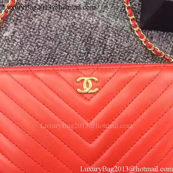 Chanel Phone Bag Chevron Sheepskin Leather CHA6845 Red