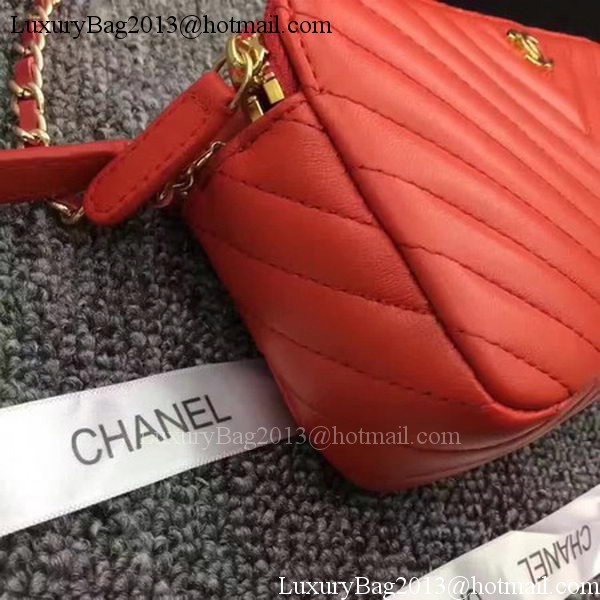 Chanel Phone Bag Chevron Sheepskin Leather CHA6845 Red