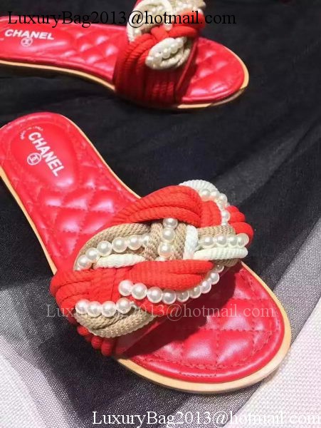 Chanel Slipper Leather CH2086 Red