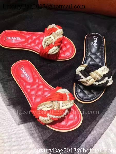 Chanel Slipper Leather CH2086 Red