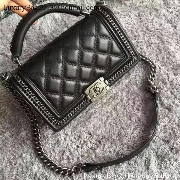 Boy Chanel Flap Shoulder Bag Original Bright Leather A90096 Black