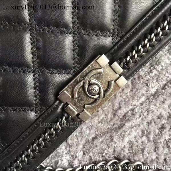 Boy Chanel Flap Shoulder Bag Original Bright Leather A90096 Black