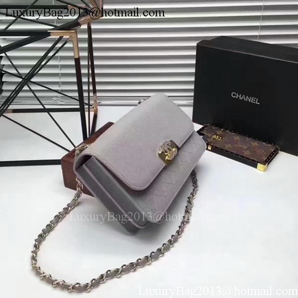 Chanel Flap Shoulder Bag Calfskin Leather CHA1811 Grey