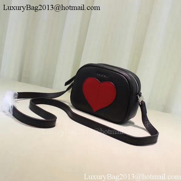 Gucci Childrens Leather Heart Messenger Bag 457223 Black