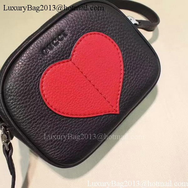 Gucci Childrens Leather Heart Messenger Bag 457223 Black