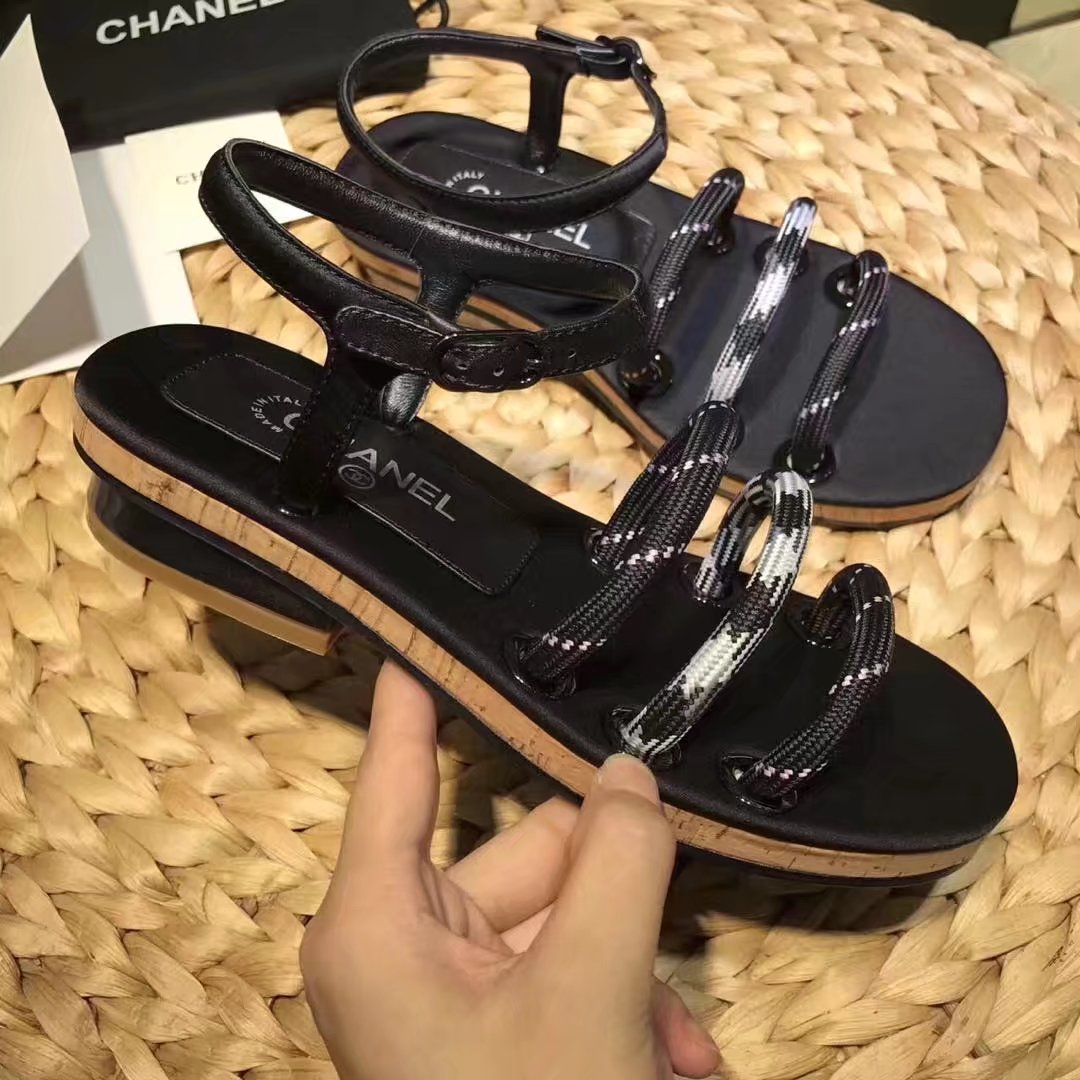 Chanel Sandal Leather CH2143 Black