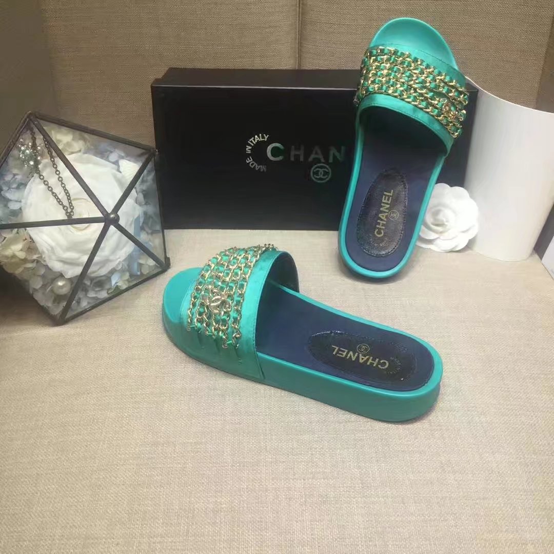 Chanel Slipper Leather CH2149 Green