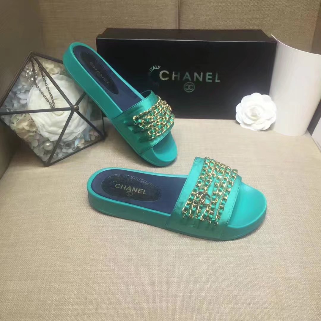 Chanel Slipper Leather CH2149 Green