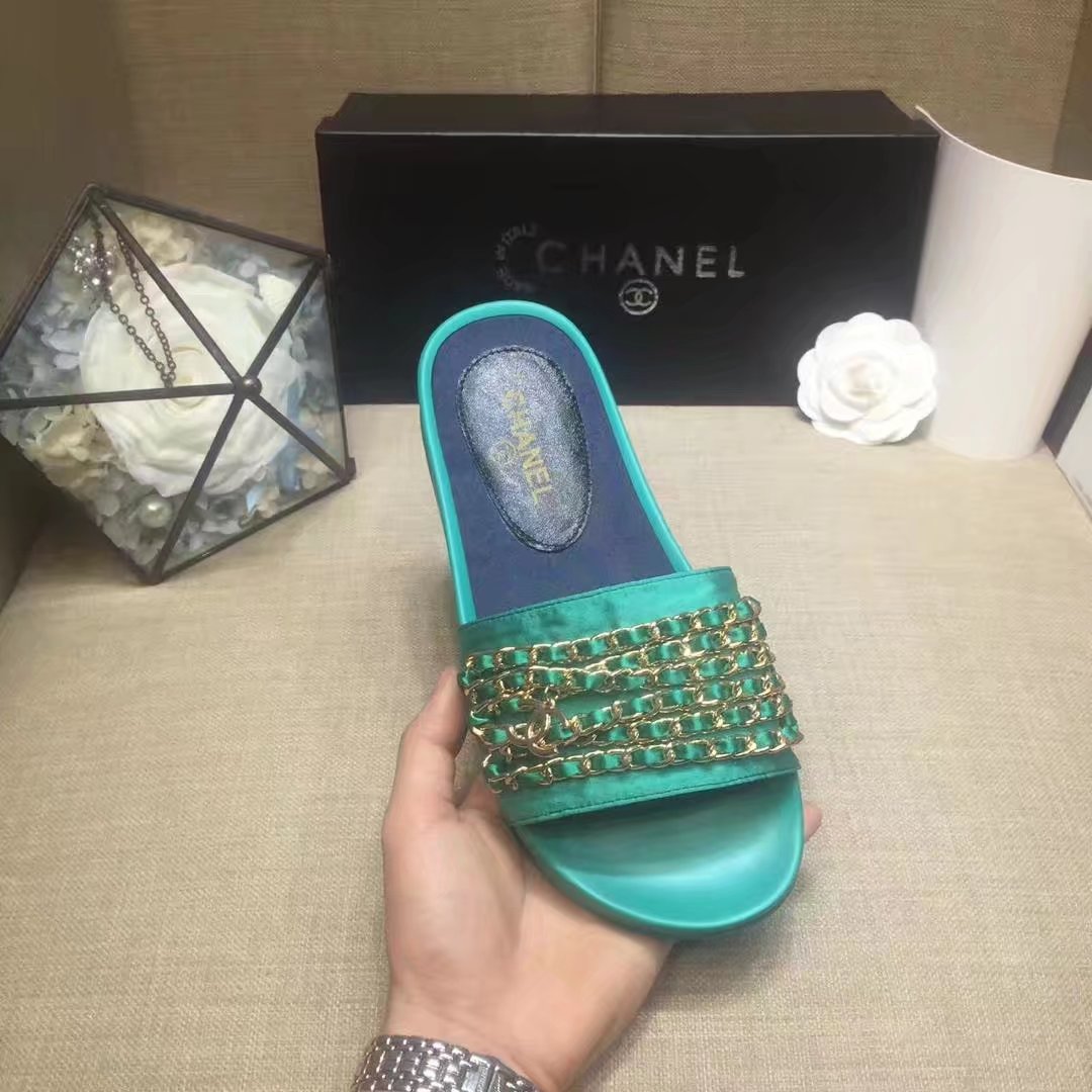 Chanel Slipper Leather CH2149 Green