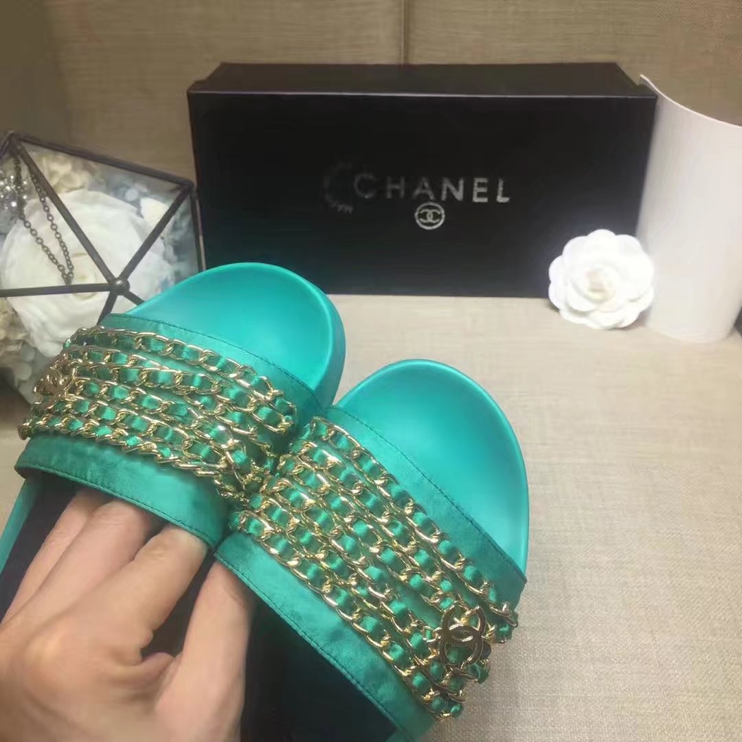 Chanel Slipper Leather CH2149 Green