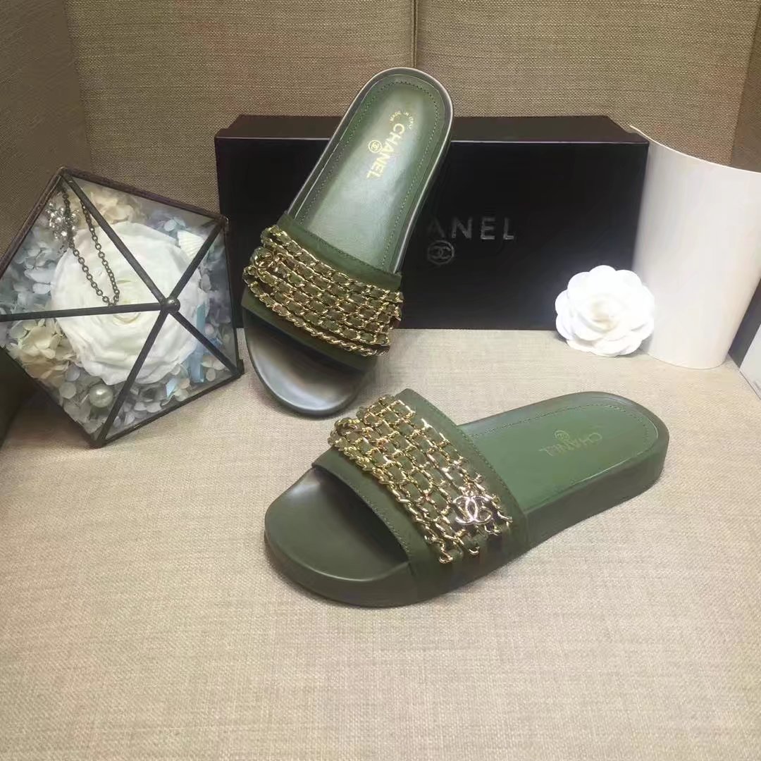 Chanel Slipper Leather CH2149 Light Green