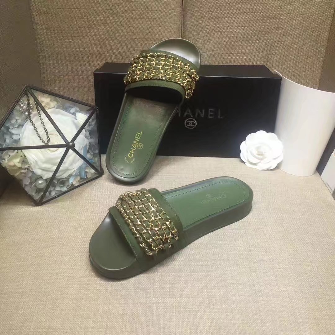 Chanel Slipper Leather CH2149 Light Green