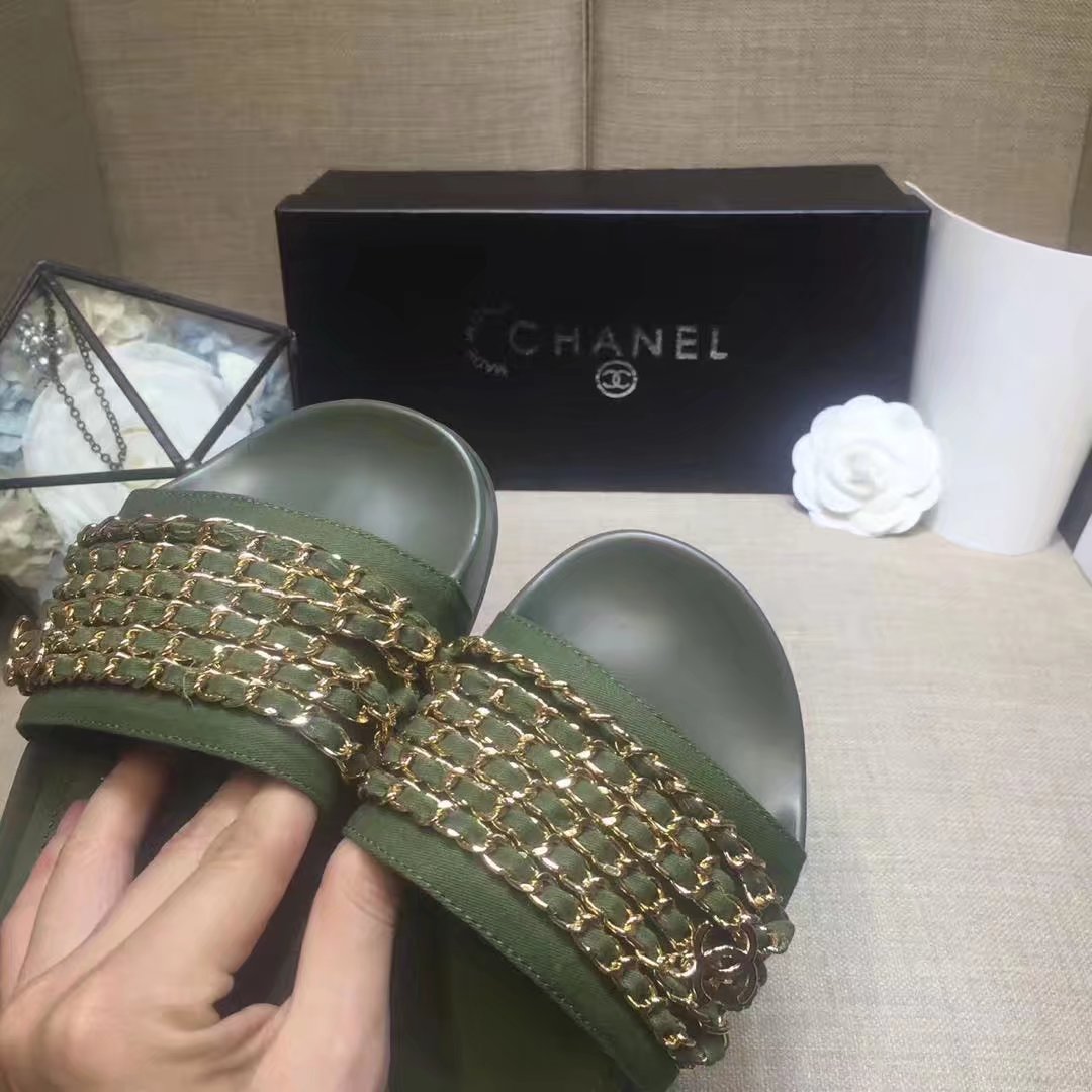 Chanel Slipper Leather CH2149 Light Green