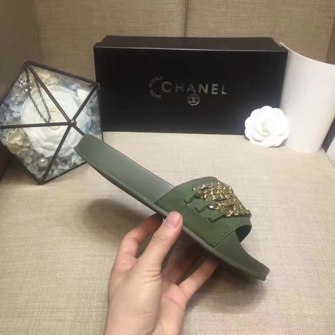 Chanel Slipper Leather CH2149 Light Green