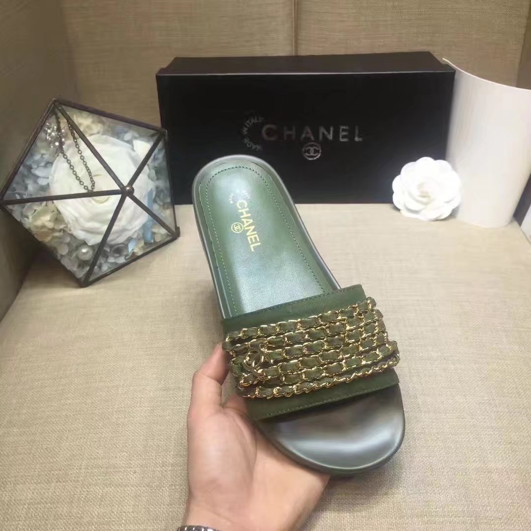 Chanel Slipper Leather CH2149 Light Green