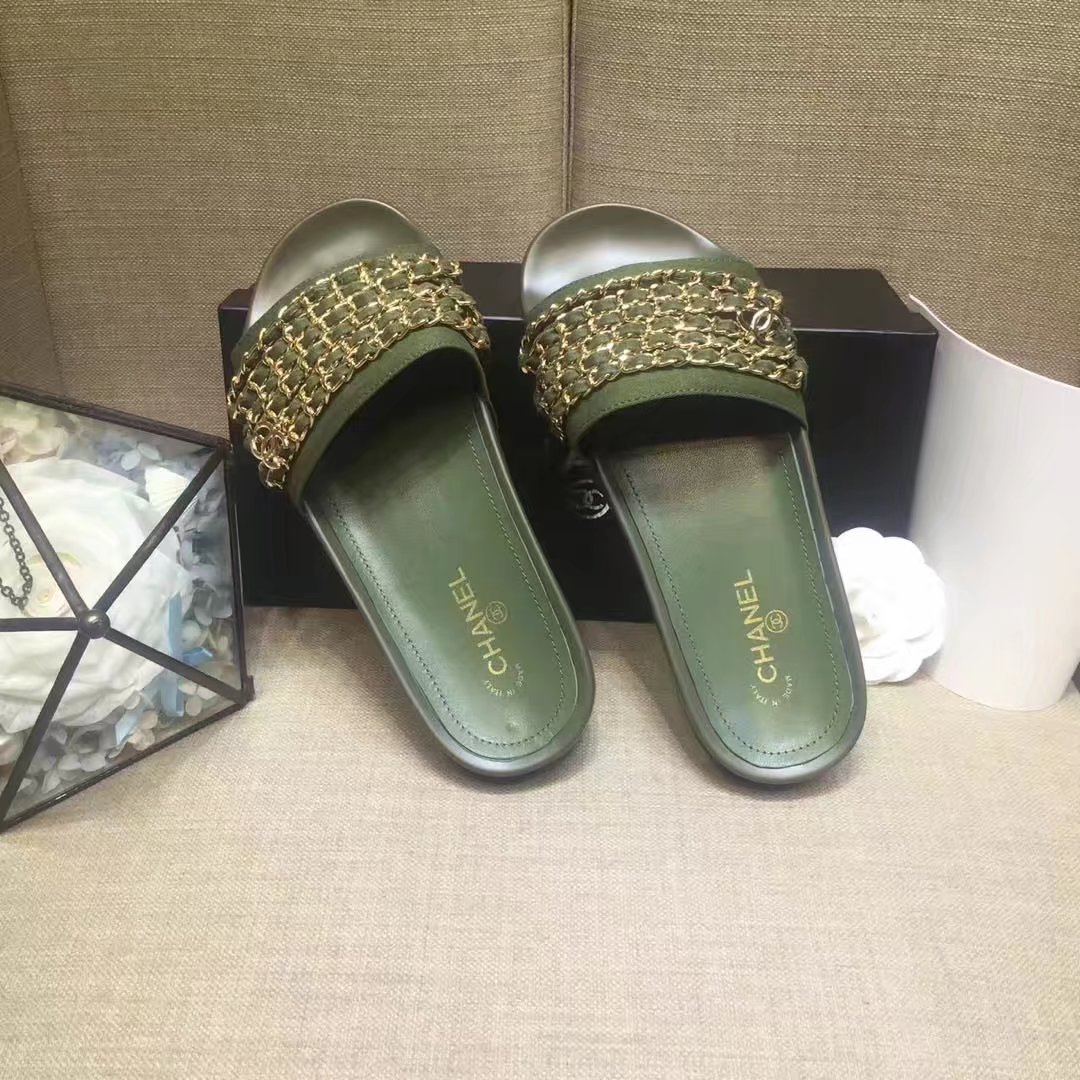 Chanel Slipper Leather CH2149 Light Green