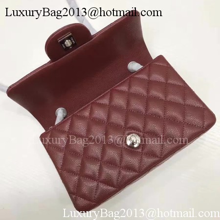 Chanel mini Classic Flap Bag Original Cannage Pattern A1116 Wine