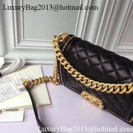 Boy Chanel Flap Shoulder Bag Sheepskin Leather A67085E Black