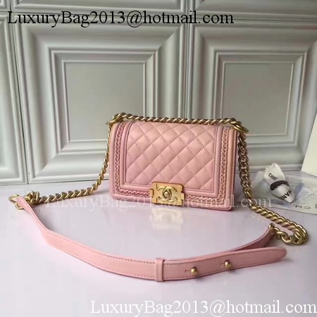 Boy Chanel Flap Shoulder Bag Sheepskin Leather A67085E Pink