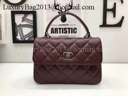 Chanel Classic Top Handle Bag Original Sheepskin Leather A92991 Wine