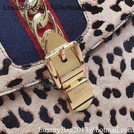 Gucci Sylvie Leather Top Handle Bag 431665 Leopard