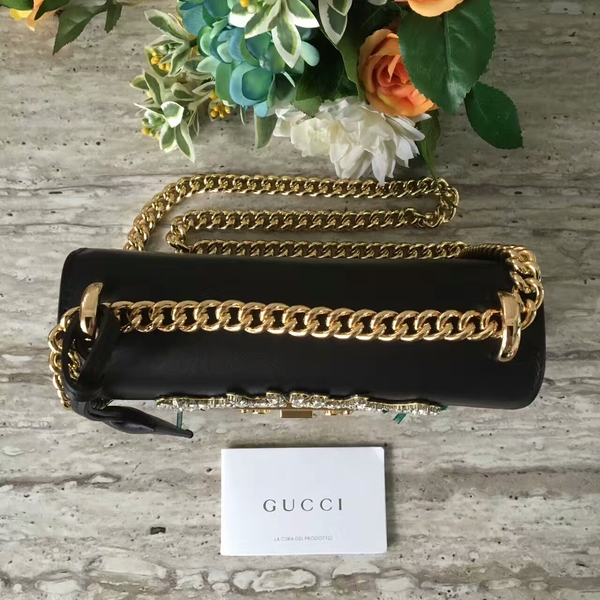 Gucci Padlock Studded Leather Shoulder Bag 432182p Black