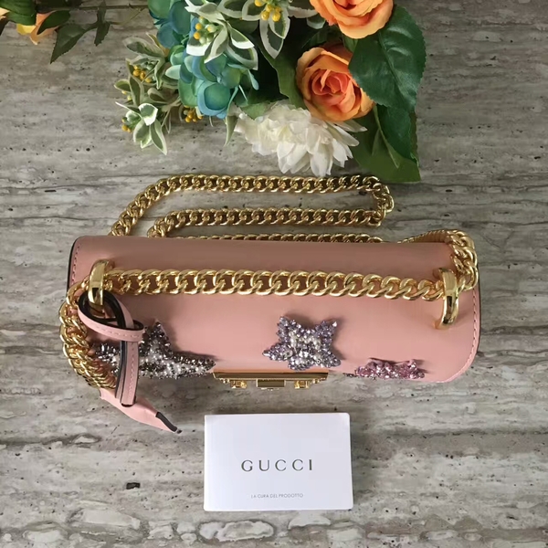 Gucci Padlock Studded Leather Shoulder Bag 432182p Pink