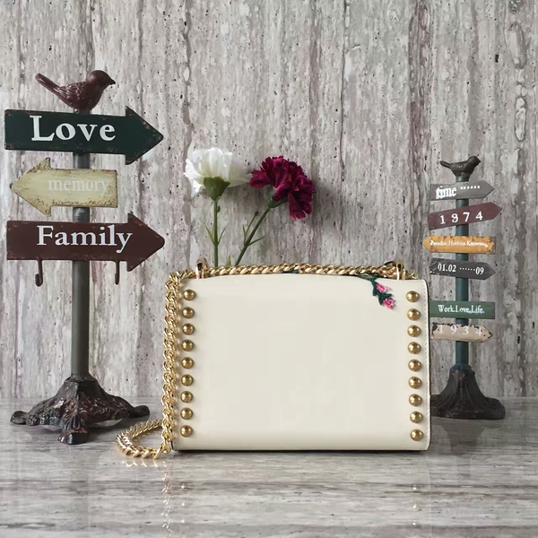 Gucci Padlock Studded Leather Shoulder Bag 432182p White