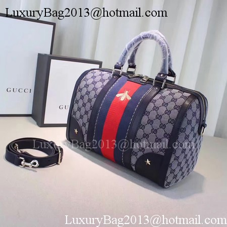 Gucci Vintage Web Multicolour Canvas Boston Bag 406868 Blue