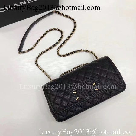 Chanel Flap Shoulder Bag Original Cannage Pattern A94430 Black