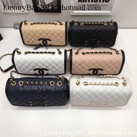 Chanel Flap Shoulder Bag Original Cannage Pattern A94430 White&Black