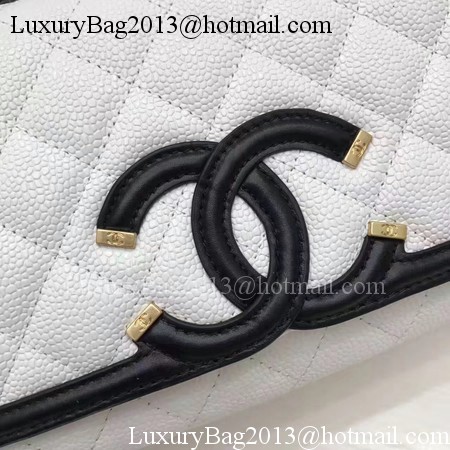 Chanel Flap Shoulder Bag Original Cannage Pattern A94430 White&Black