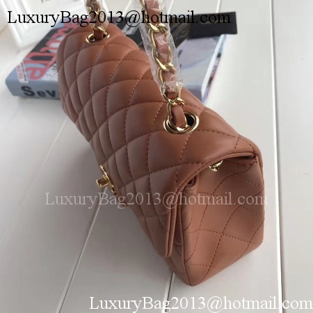 Chanel mini Classic Flap Bag Brown Original Sheepskin Leather A1116 Gold