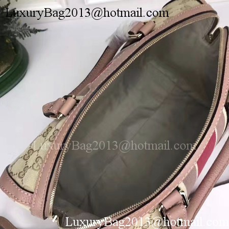 Gucci Vintage Web Multicolour Canvas Boston Bag 406868 Pink