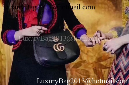 Gucci GG Marmont Leather Shoulder Bag 409154 Black