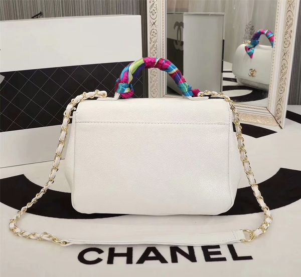 Chanel Original Calfskin Leather Shoulder Bag 8123 White