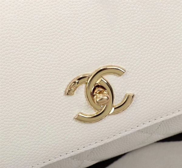 Chanel Original Calfskin Leather Shoulder Bag 8123 White