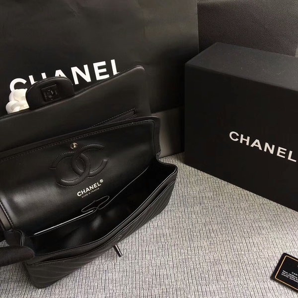 Chanel Flap Shoulder Bags Black Original Sheepskin CF1112