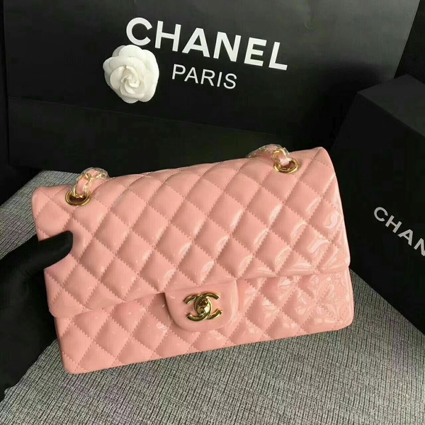 Chanel Flap Shoulder Bags Light Pink Original Patent Leather CF1112 Glod