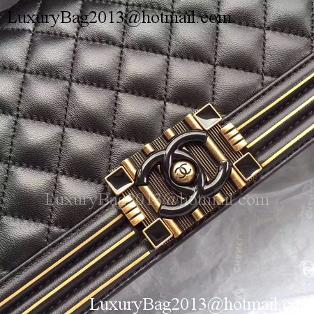 Boy Chanel Top Handle Flap Bag Original Sheepskin Leather CHA6600 Black