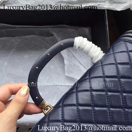 Boy Chanel Top Handle Flap Bag Original Sheepskin Leather CHA6600 Royal